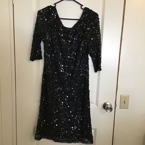 Alex evenings black sequin dress size large